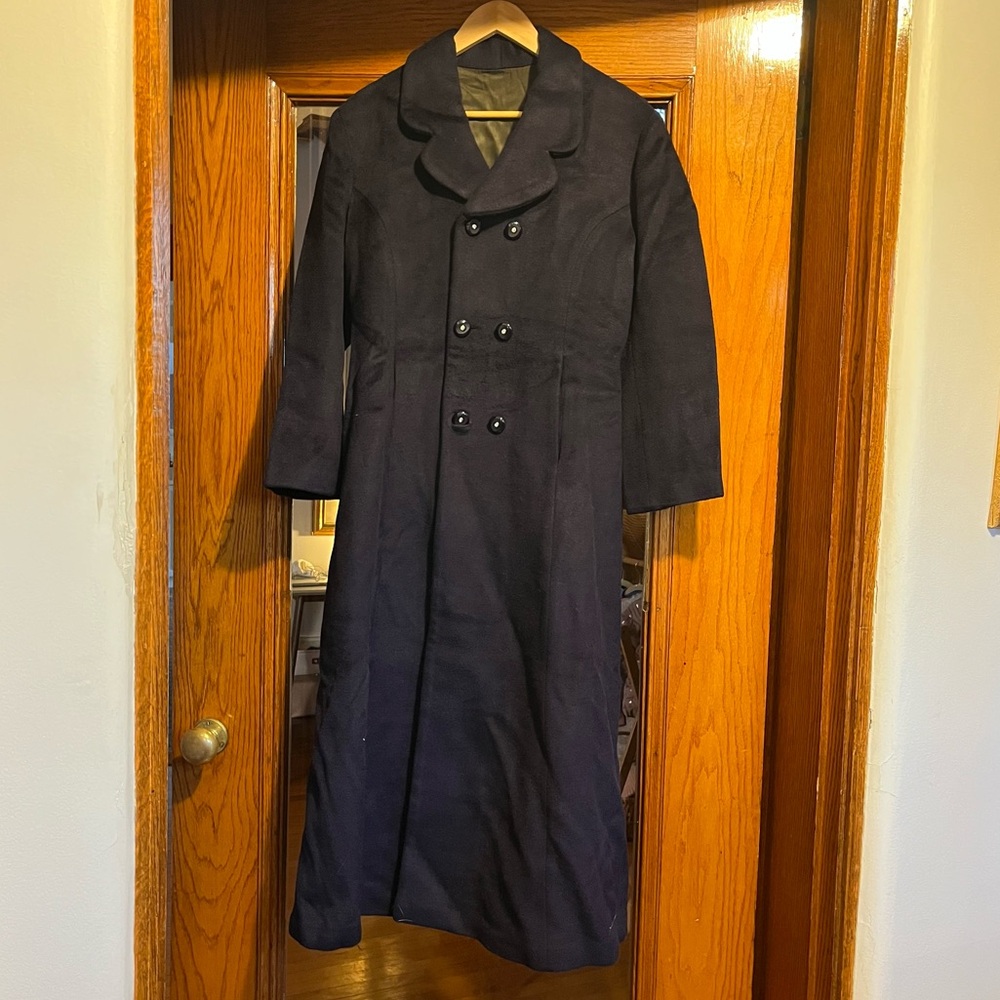 Vintage Wool double breasted dark fit and flare plum Pea Coat